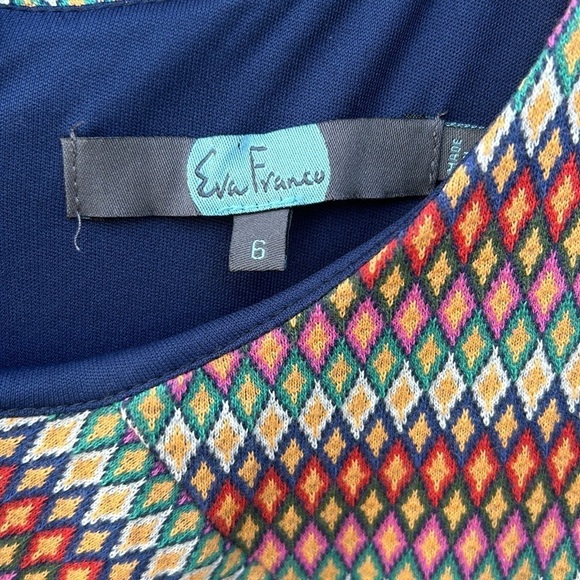 Eva Franco Mulitcolor Diamond Geometric Pattern Fit & Flare Dress Sz 6 Spring - Picture 3 of 6